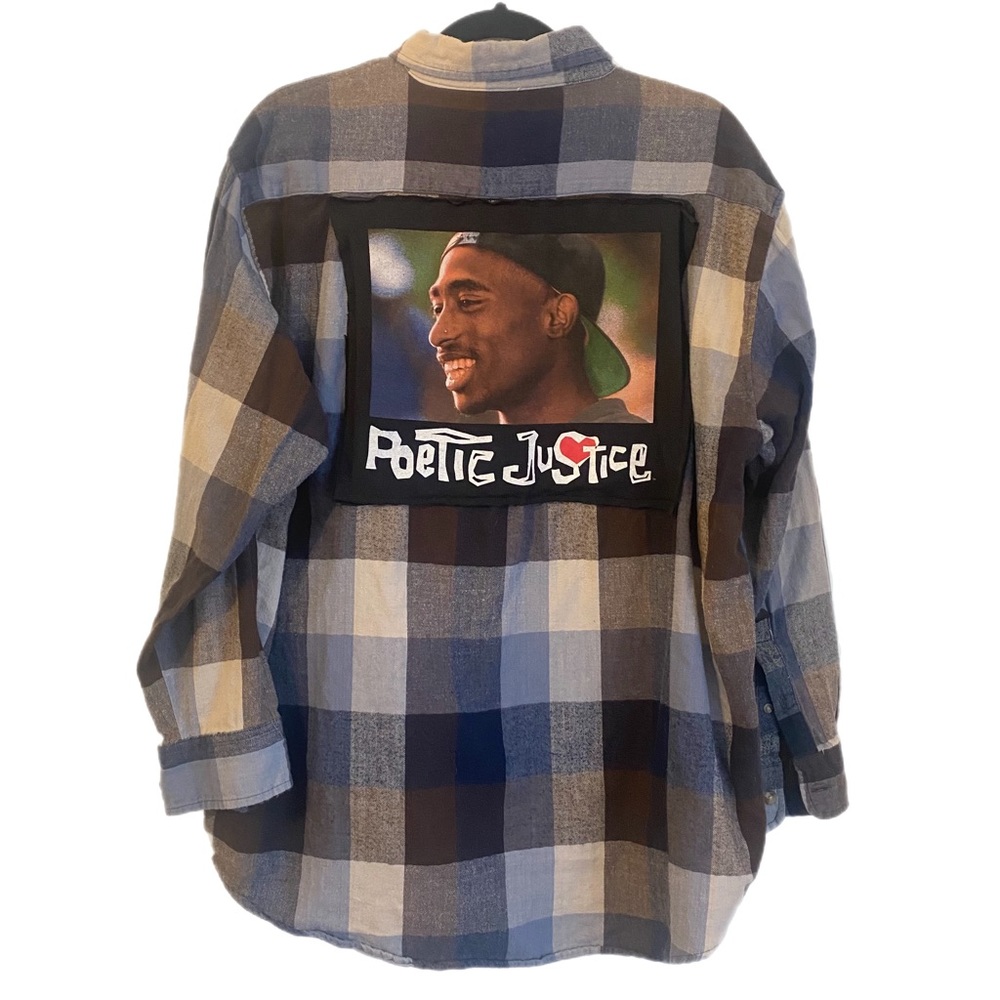 Poetic Justice  up- cycled Custom Plaid Button Down